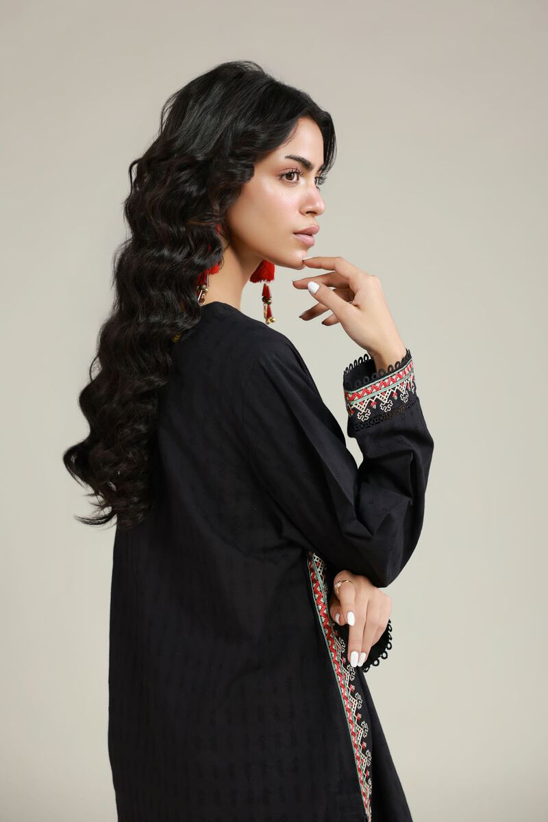 Embroidered | Dobby | Black Tailored Set | USD 55.00