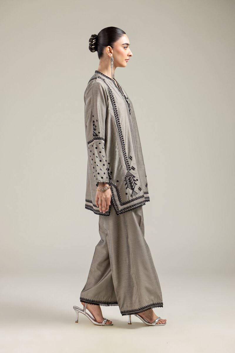 Raw Silk | Gray Silk Pants | USD 30.00
