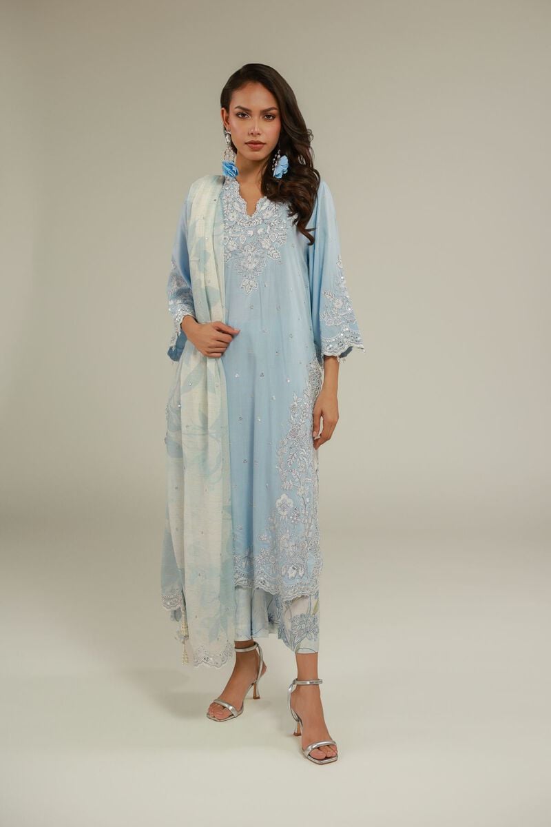 Embroidered | Raw Silk | Floral 3-piece Set | USD 155.00