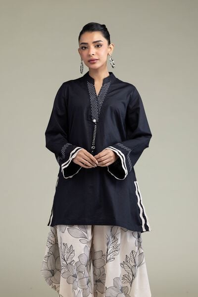 Embroidered | Cotton Dobby | Black Cotton Kurta | USD 35.00