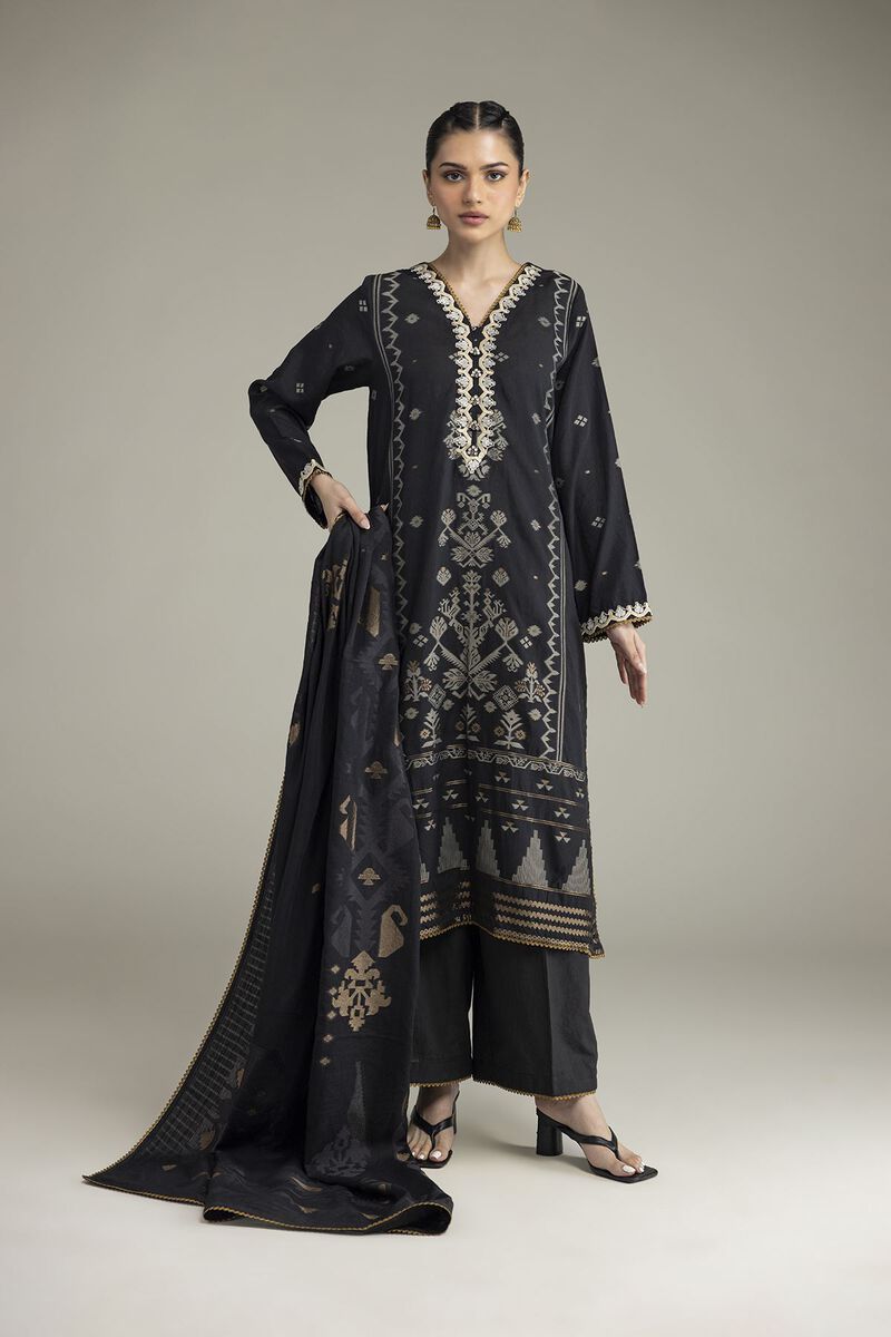 Embroidered | Jacquard | Black Tailored Set | USD 80.00