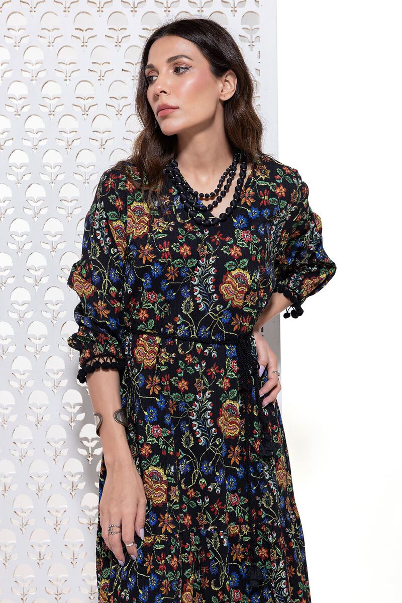 Printed | Ripple Crinkle | Maxi Dress | null