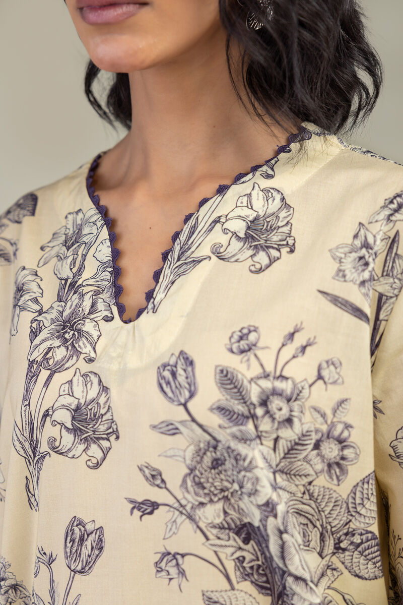 Embroidered | Cambric | Long Floral Kurta | USD 35.00