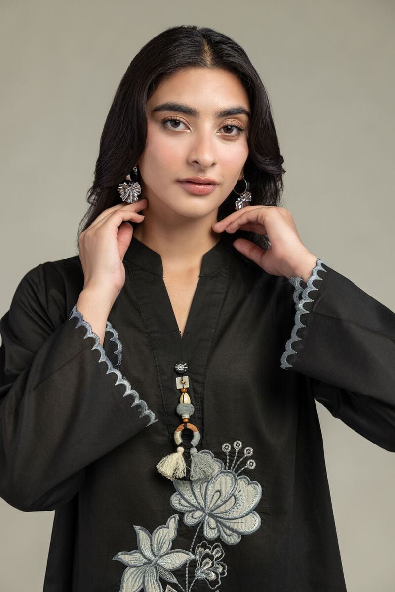 Cambric | Floral Black Kurta | USD 45.00