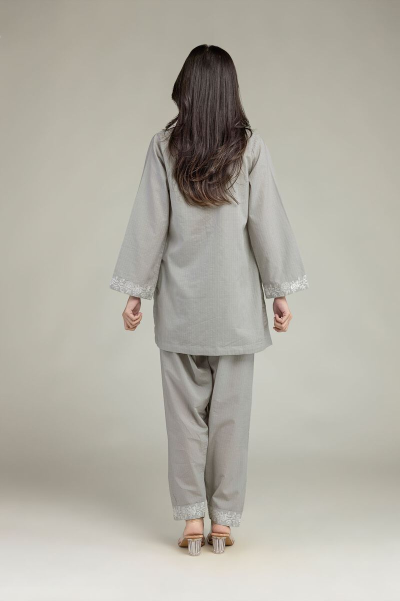 Embroidered | Cotton Dobby | Gray Cotton Kurta | USD 40.00