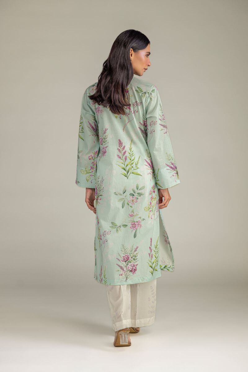 Printed | Cambric | Mint Long Kurta | USD 35.00