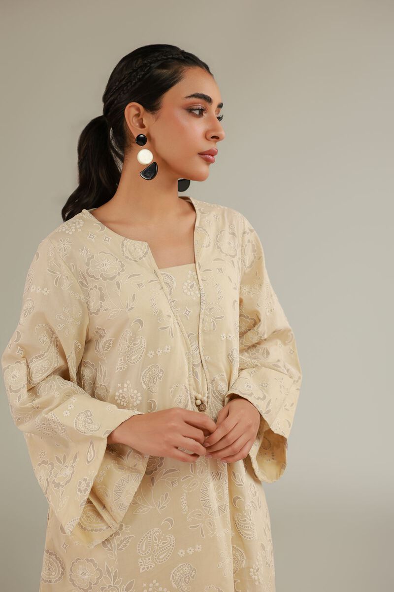 Cambric | Embroidered Beige Kurta | USD 35.00