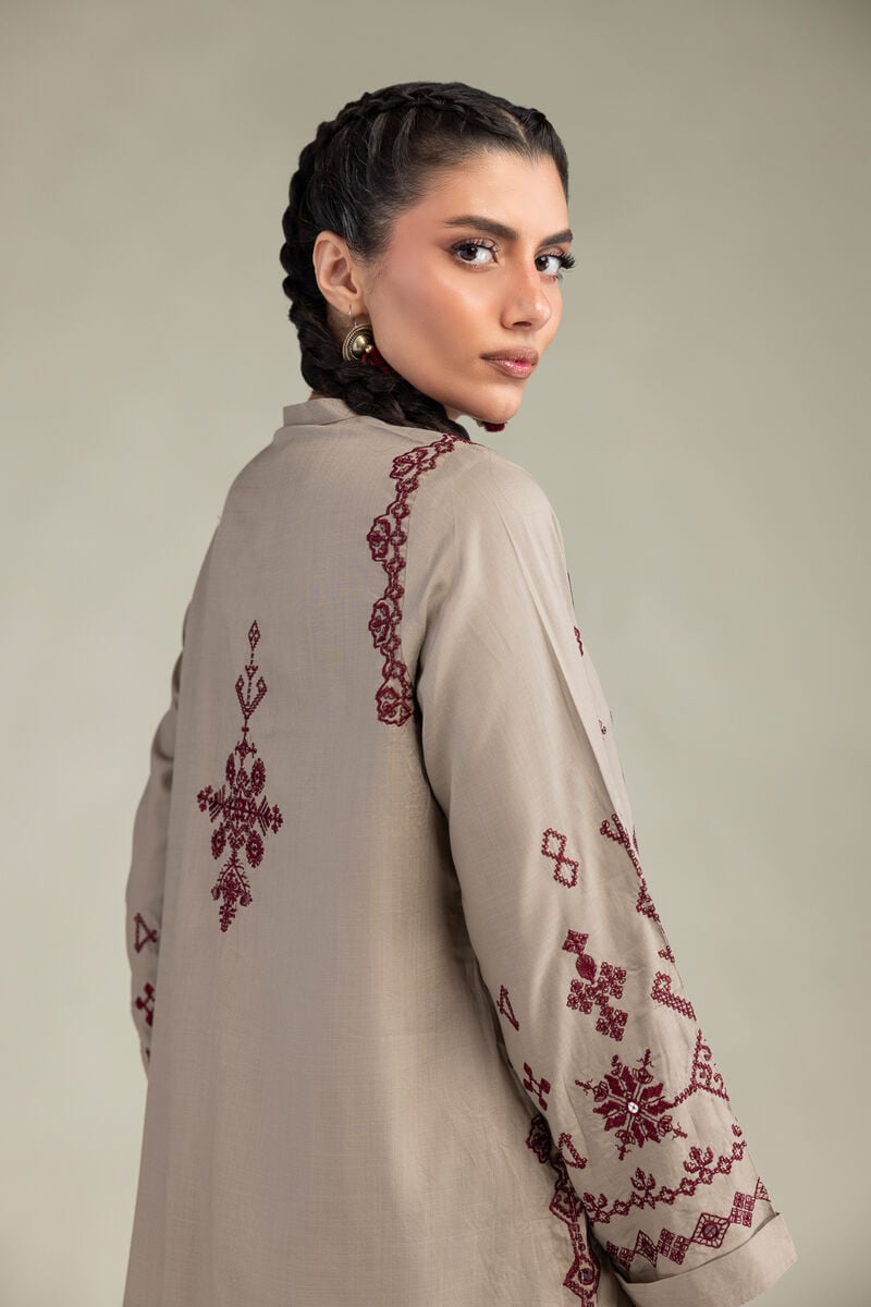 Embroidered | Raw Silk | Short Geometric Kurta | USD 70.00
