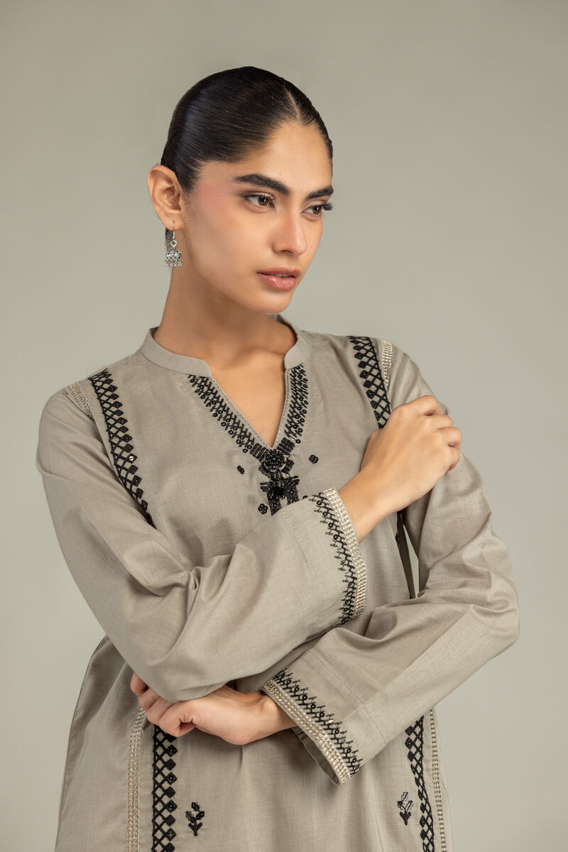 Embroidered | Cambric | Cambric V-Neck Kurta | USD 40.00