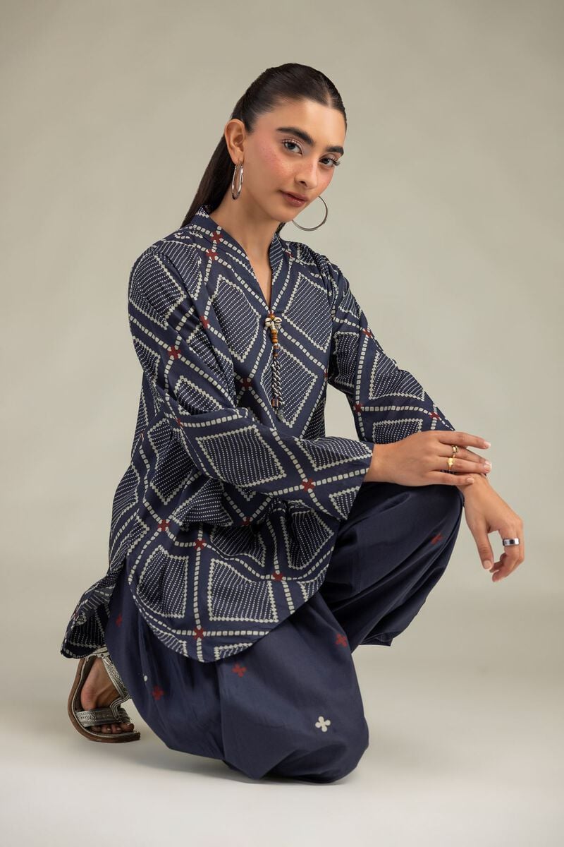 Printed | Cambric | Short Navy Kurta | USD 35.00