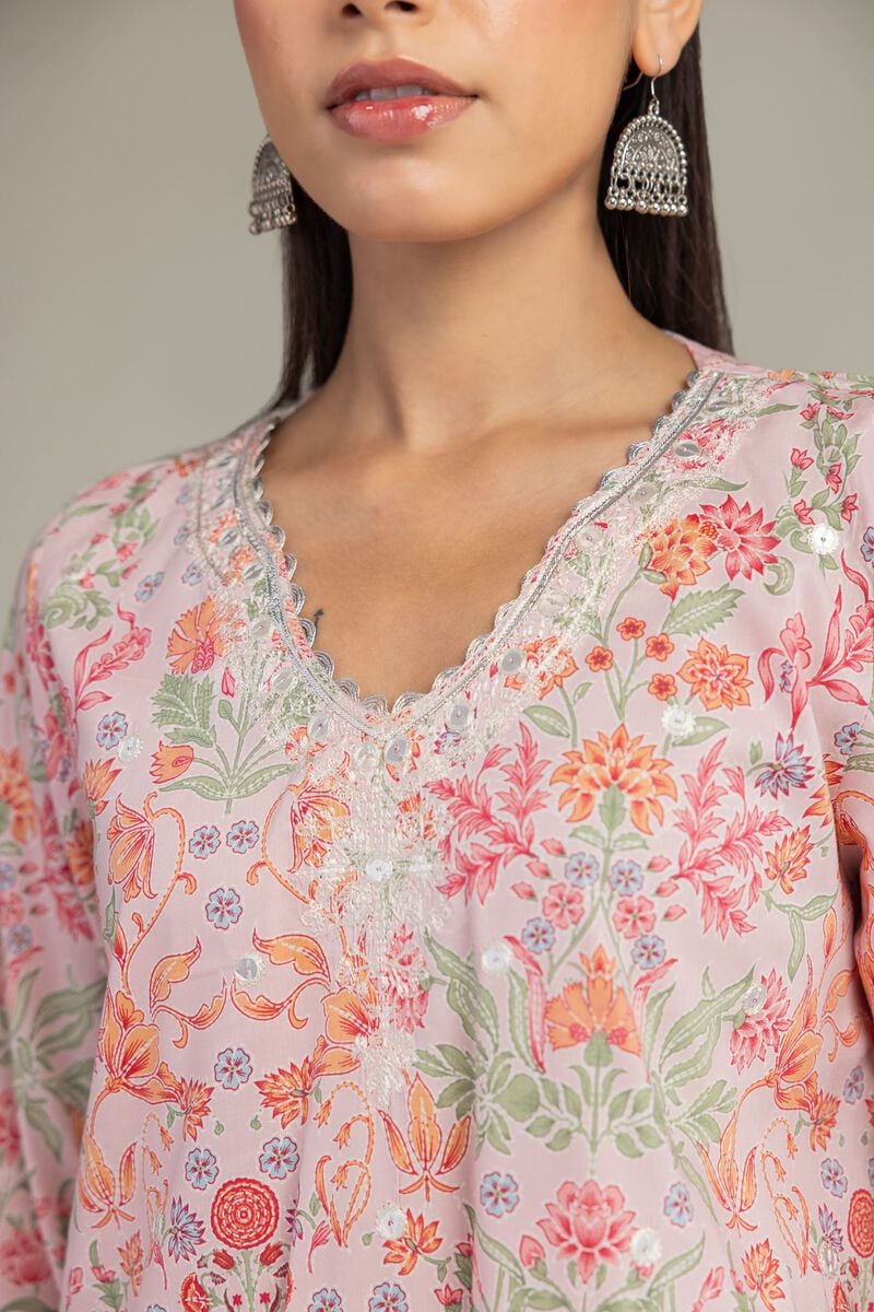 Embroidered | Cotton Viscose | Short V-Neck Kurta | USD 45.00