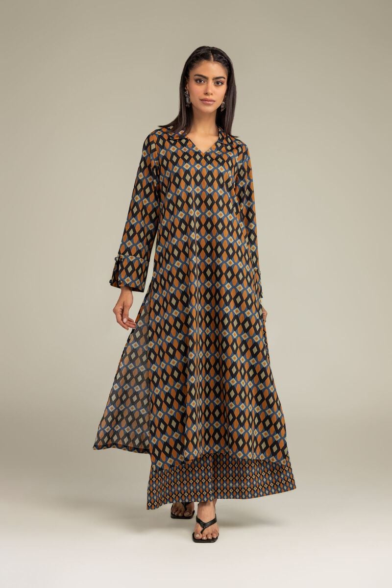 Printed | Cambric | Brown Geometric Pants | USD 30.00