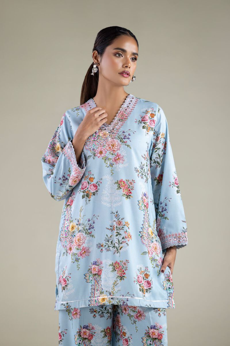Embroidered | Viscose | Paisley V-Neck Kurta | USD 35.00