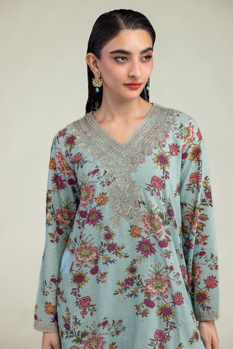 Embroidered | Raw Silk | Floral Silk Kurta | USD 40.00