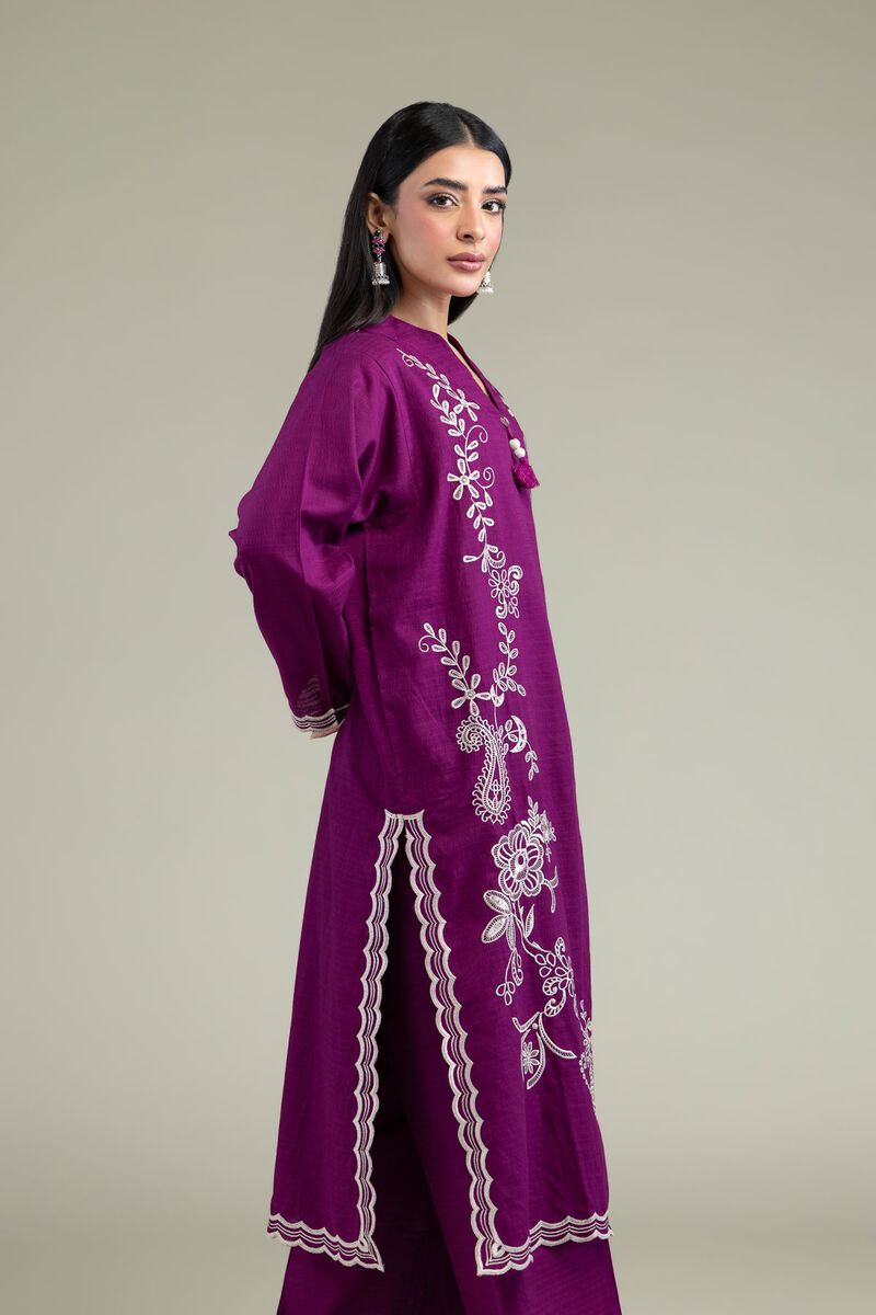 Embroidered | Cotton Dobby | Floral Longline Kurta | USD 45.00