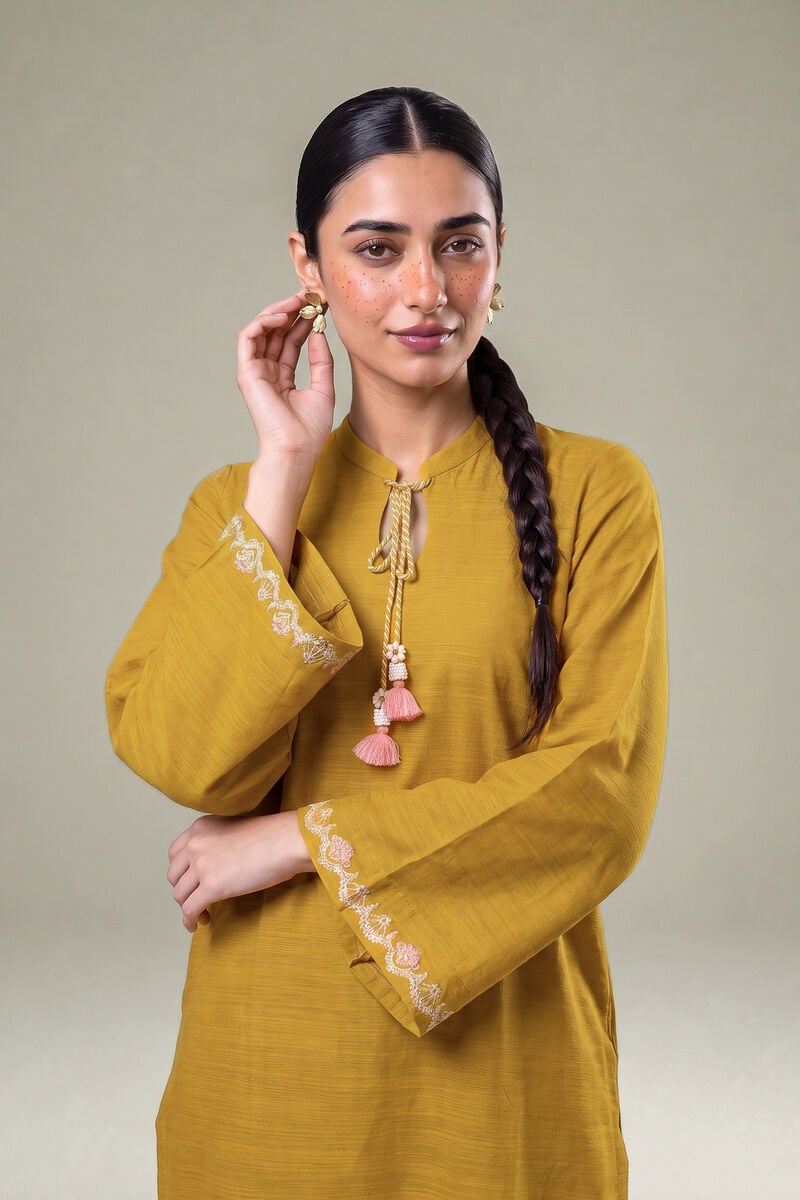 Embroidered | Light Khaddar | Mustard Khaddar Kurta | USD 40.00