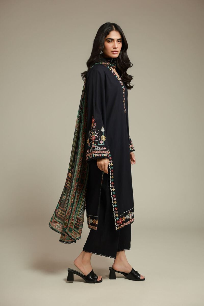 Embroidered | Cambric | Black Tailored Set | USD 70.00