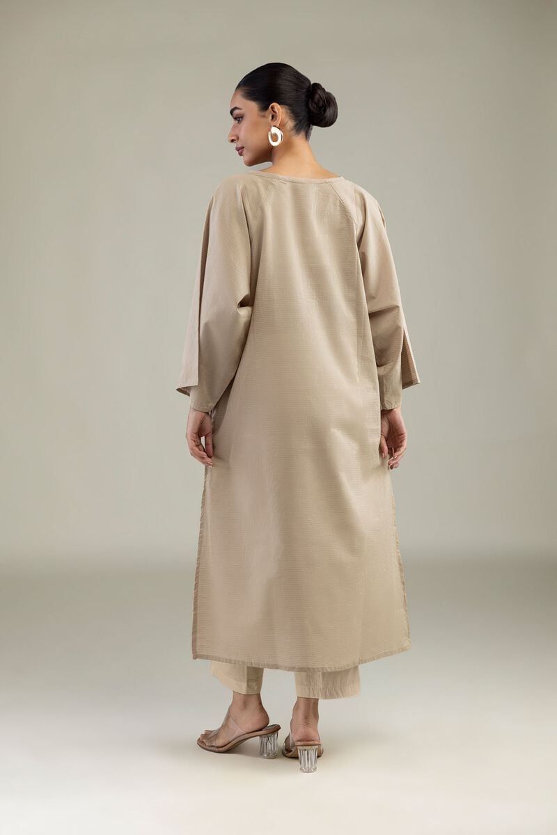 Dyed | Textured Cotton | Beige Cotton Kurta | USD 35.00