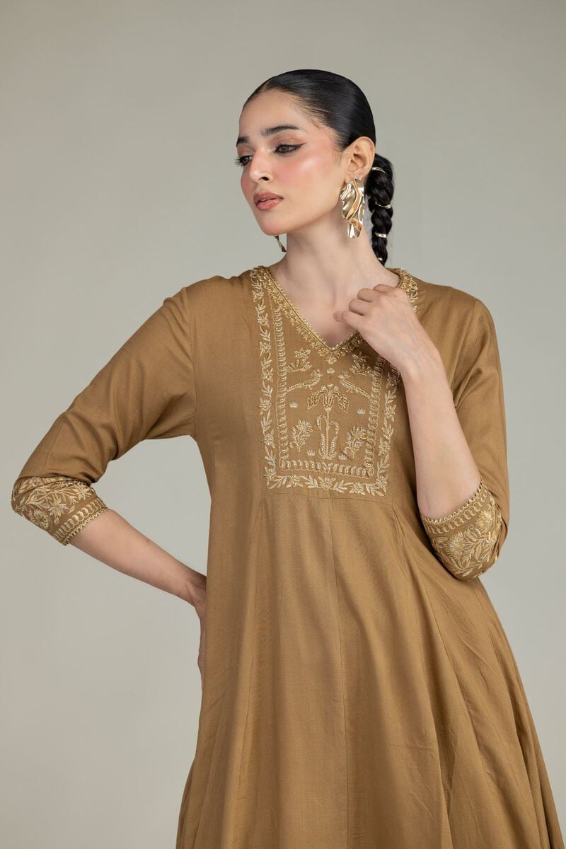 Embroidered | Raw Silk | V-Neck Silk Kurta | USD 60.00