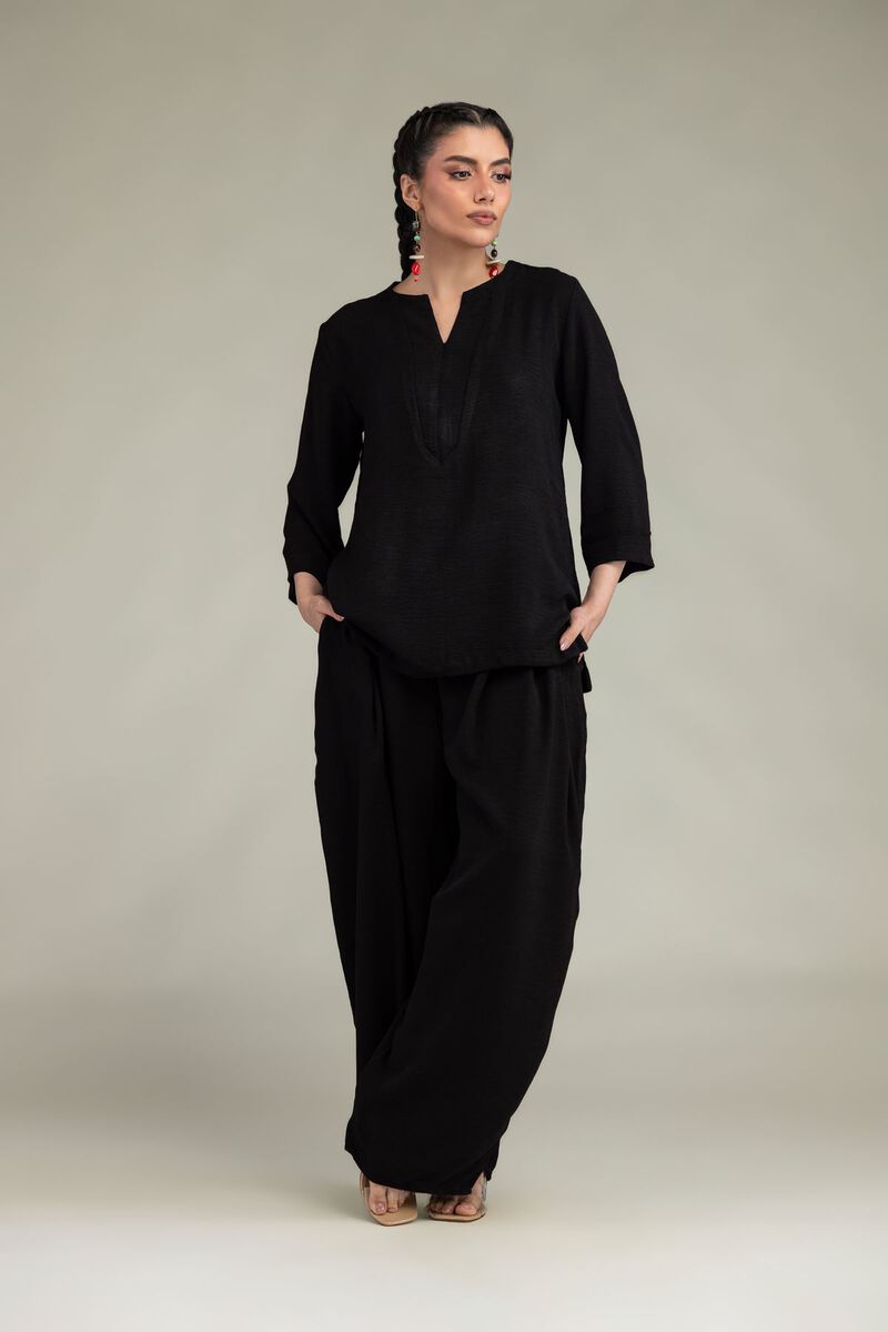 Dyed | Crepe Georgette | Black Georgette Trousers | USD 35.00