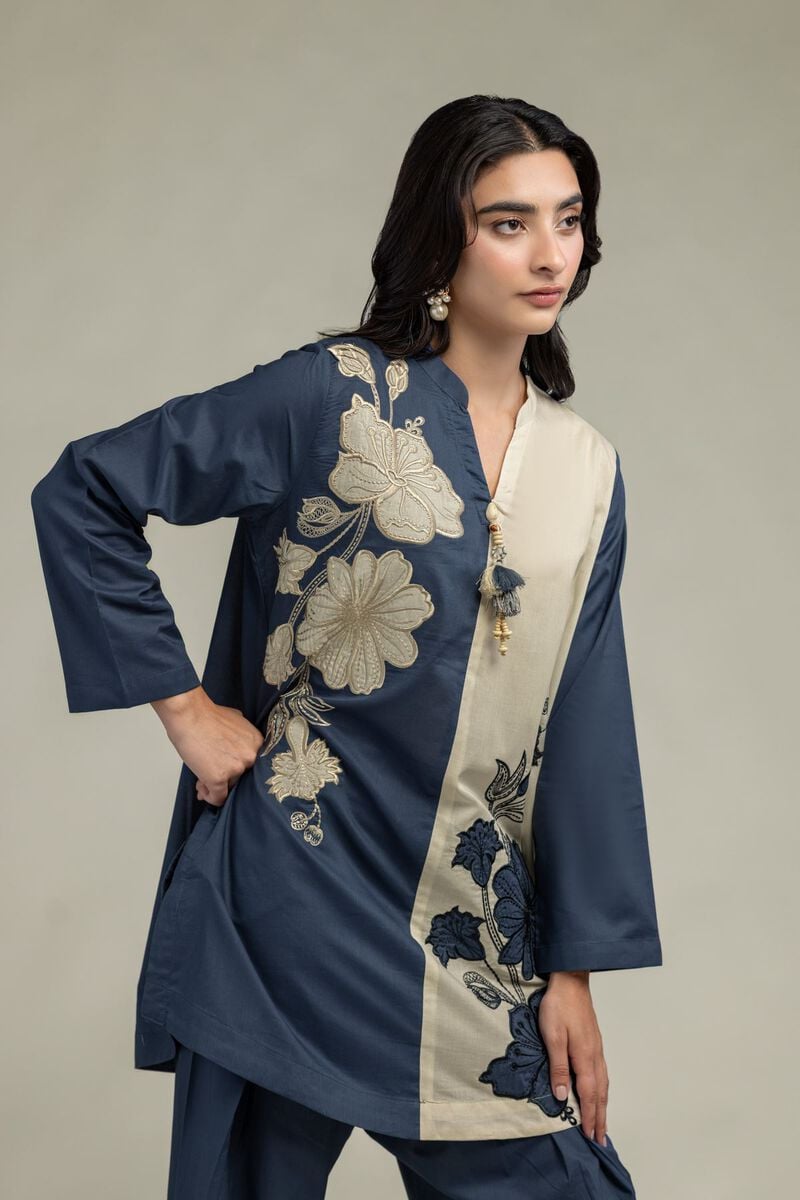 Cambric | Floral Band-Collar Kurta | USD 40.00