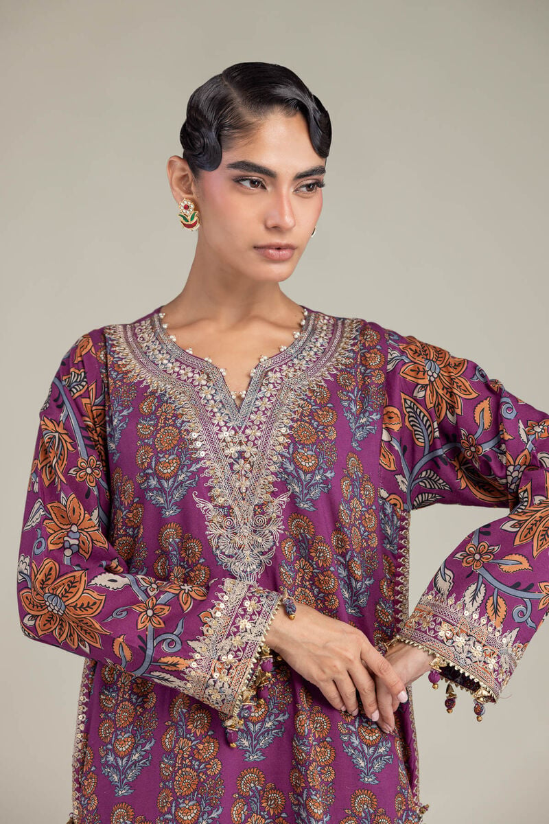 Embroidered | Raw Silk | Floral Short Kurta | USD 65.00