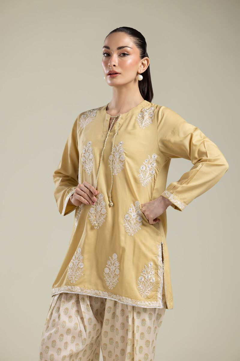 Embroidered | Textured Weave | Floral Embroidered Kurta | USD 40.00
