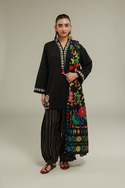 Embroidered | Cotton Dobby | Black Cotton Shalwar | USD 30.00