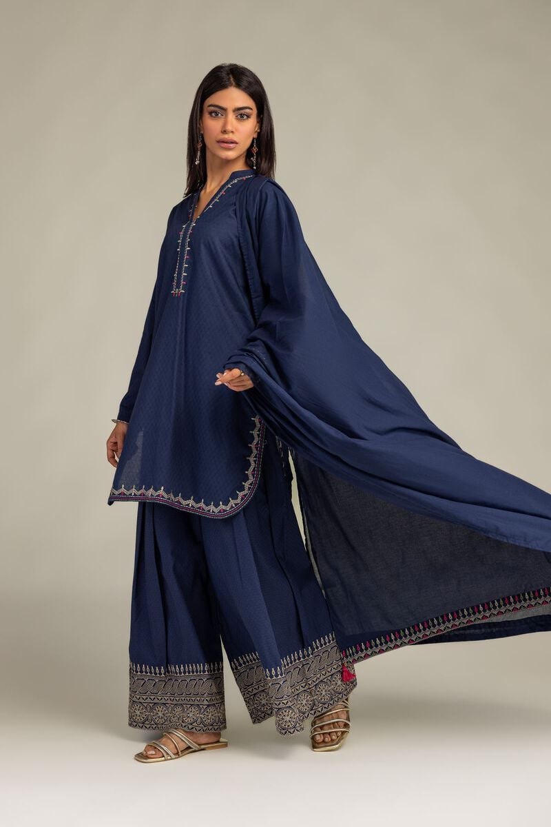 Embroidered | Lawn | Navy Lawn Dupatta | USD 35.00
