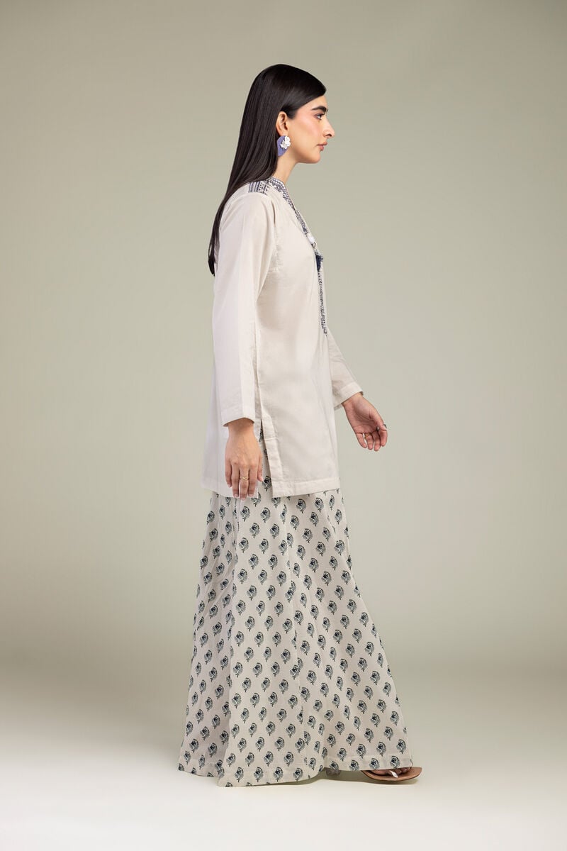 Embroidered | Cambric | White V-Neck Kurta | USD 35.00