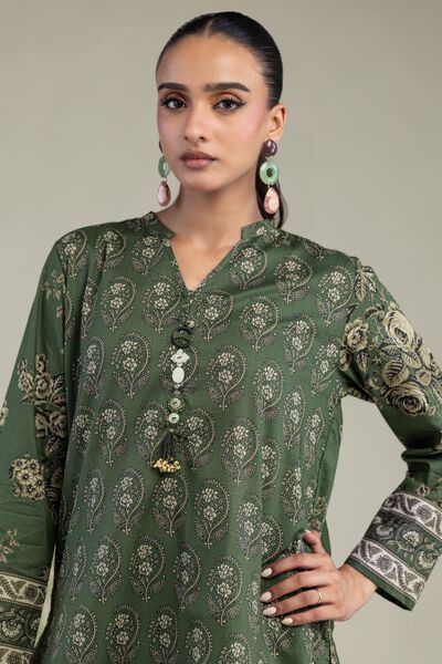 Printed | Cambric | Short Green Kurta | USD 35.00