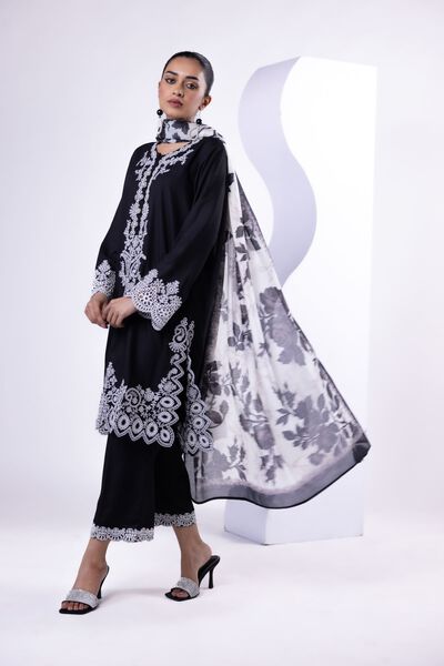 Embroidered | Crosshatch Raw Silk | Pants | USD 20.00