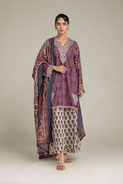 Embroidered | Raw Silk | Floral Short Kurta | USD 65.00