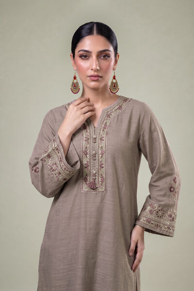 Embroidered | Light Khaddar | Longline Embroidered Kurta | USD 55.00