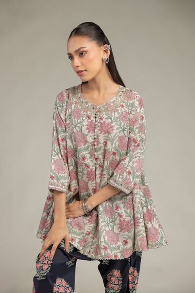 Embroidered | Cotton Viscose | Floral Cotton Kurta | USD 45.00