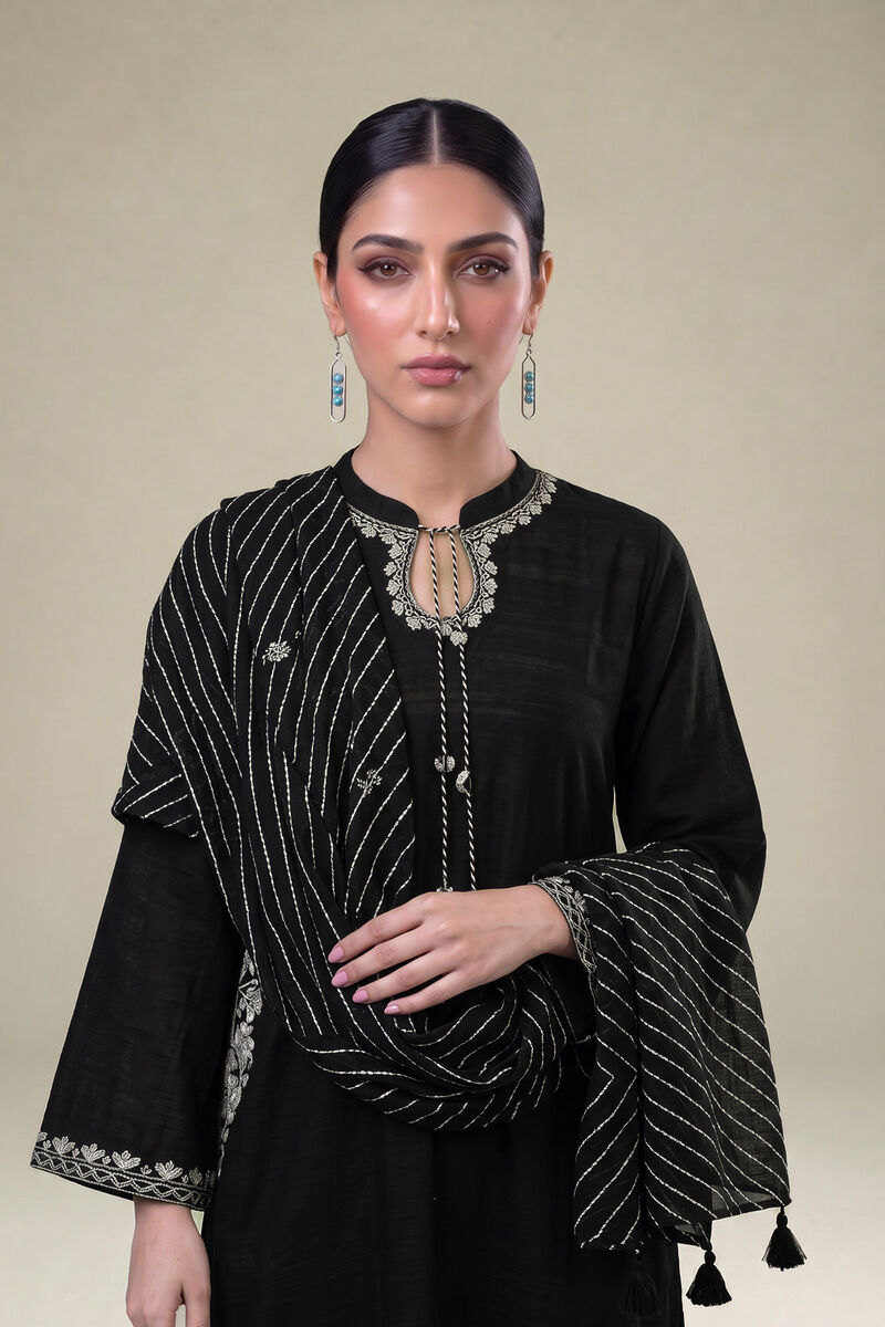 Embroidered | Light Khaddar | Black Khaddar Dupatta | USD 35.00