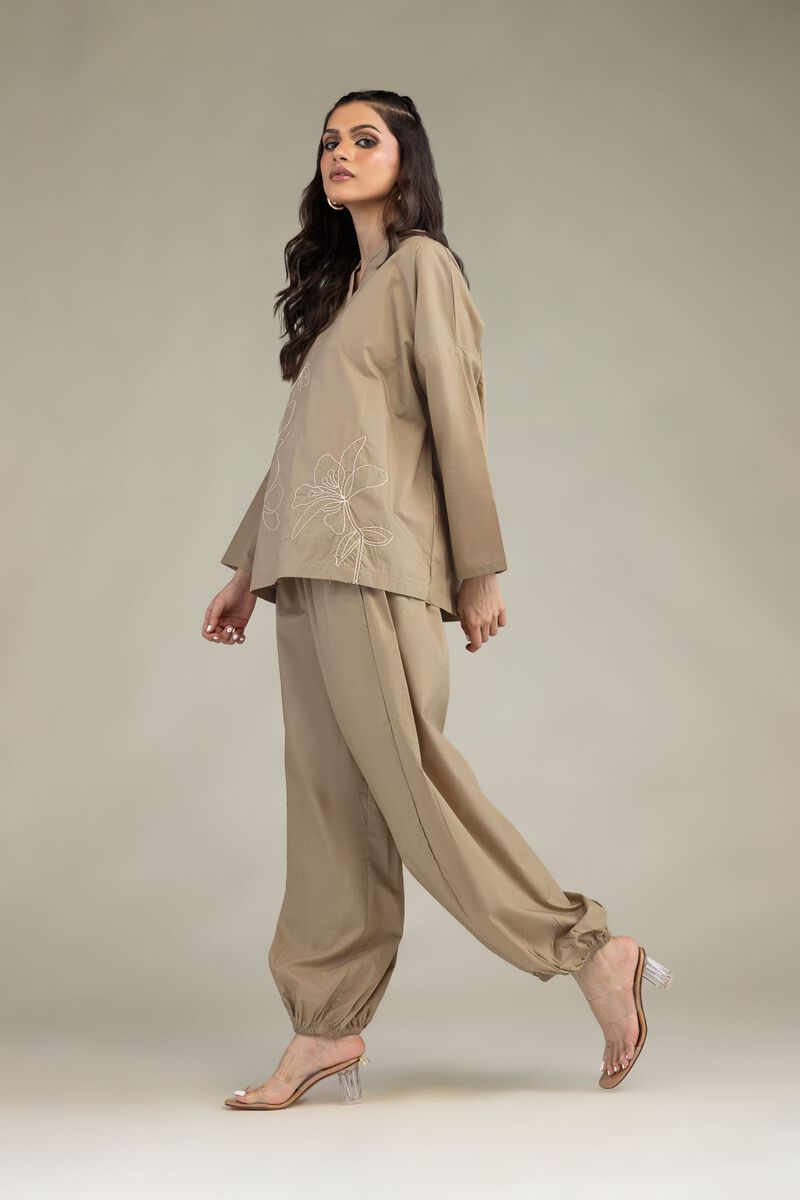 Embroidered | Poplin | Solid Poplin Trousers | USD 30.00