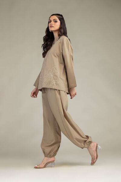 Embroidered | Poplin | Solid Poplin Trousers | USD 30.00