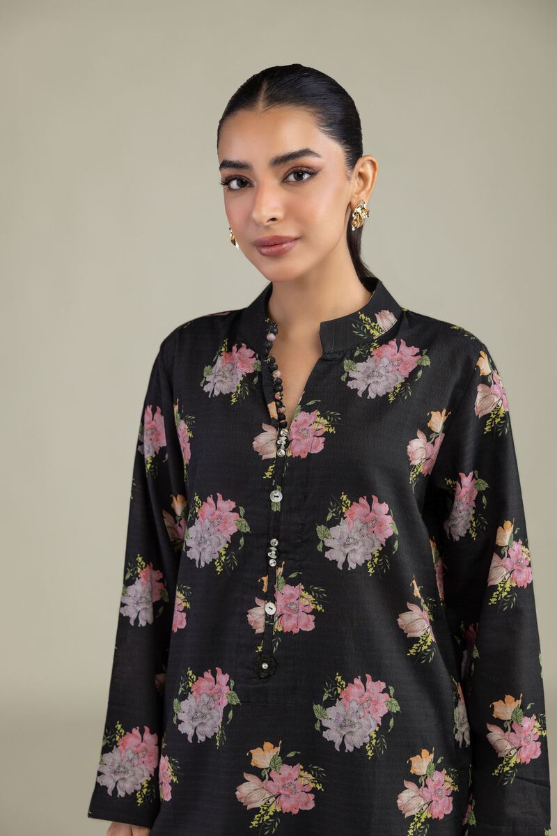 Printed | Cotton Dobby | Black Floral Kurta | USD 30.00