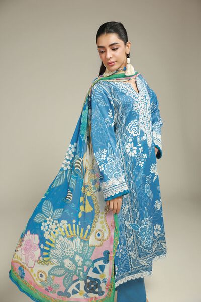Embroidered | Satin | 3-Piece Tailored Set | USD 75.00