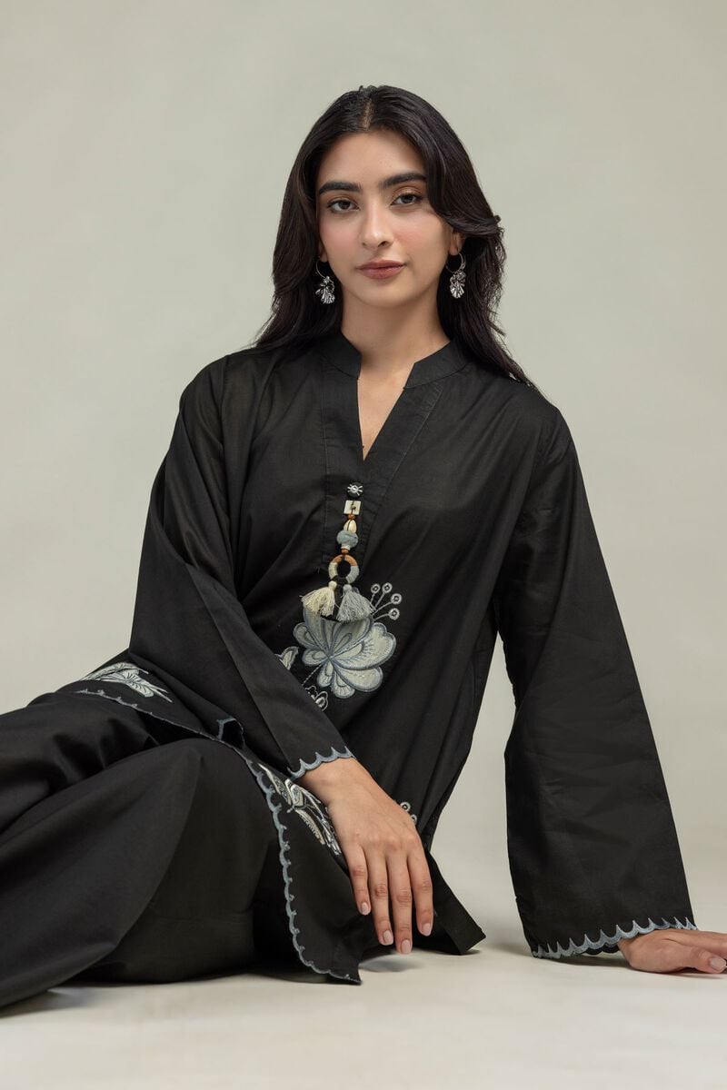 Cambric | Floral Black Kurta | USD 45.00