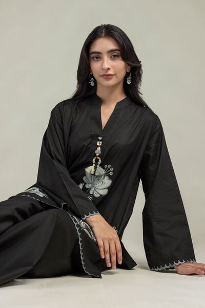 Cambric | Floral Black Kurta | USD 45.00