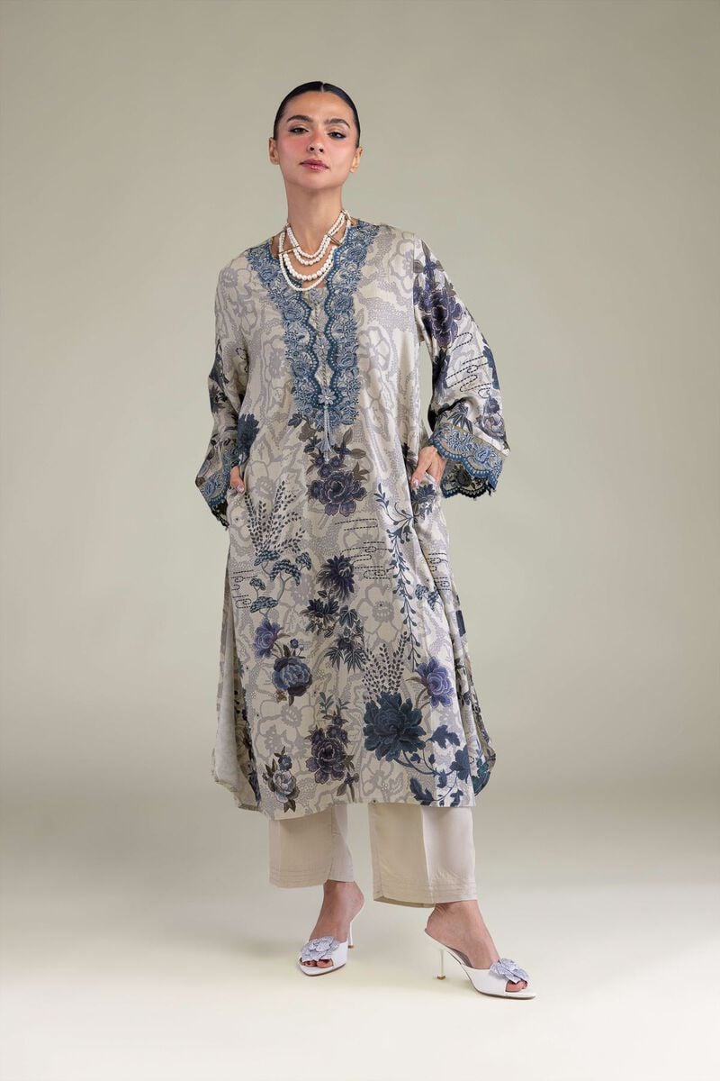 Embroidered | Raw Silk | Floral Silk Kurta | USD 60.00