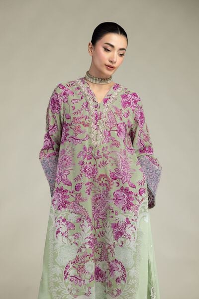 Embroidered | Raw Silk | Floral Longline Kurta | USD 65.00