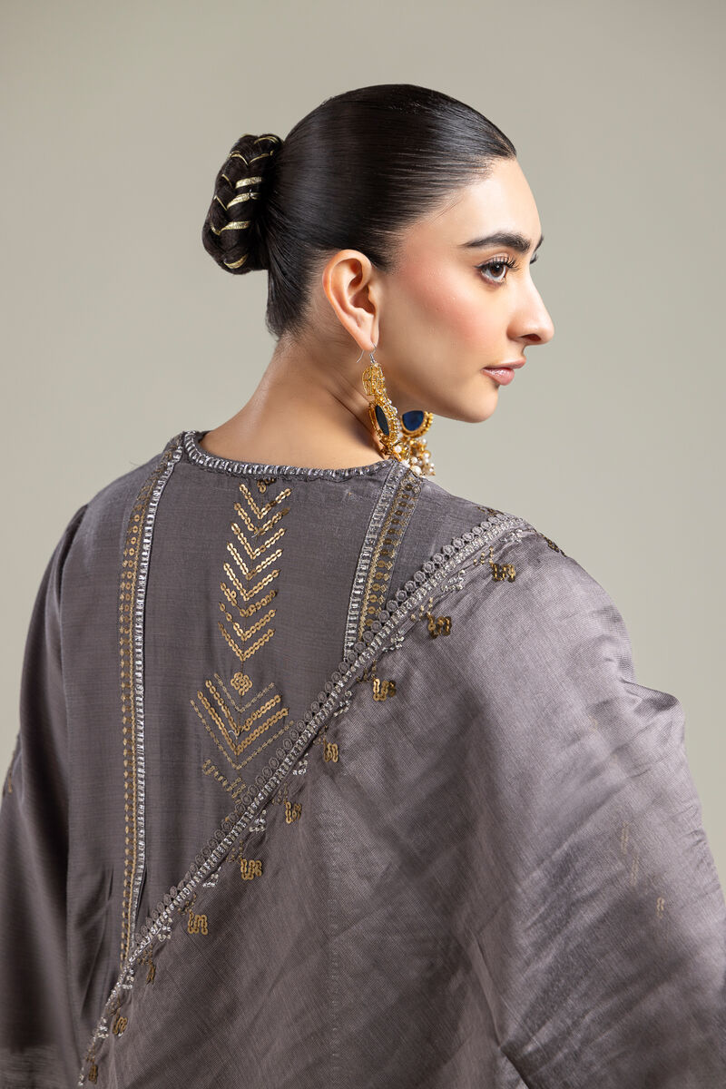 Cotton Net | Gray Cotton Dupatta | USD 35.00