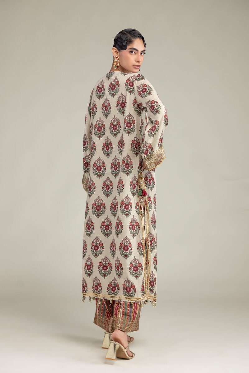 Embroidered | Raw Silk | Long Floral Kurta | USD 65.00