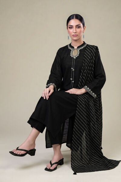 Embroidered | Light Khaddar | Black Khaddar Dupatta | USD 35.00