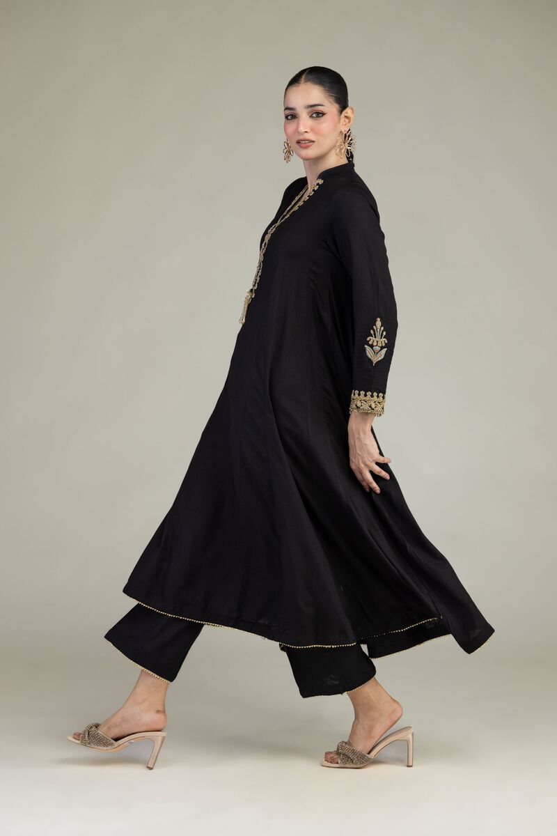 Embroidered | Raw Silk | Black Silk Pants | USD 35.00