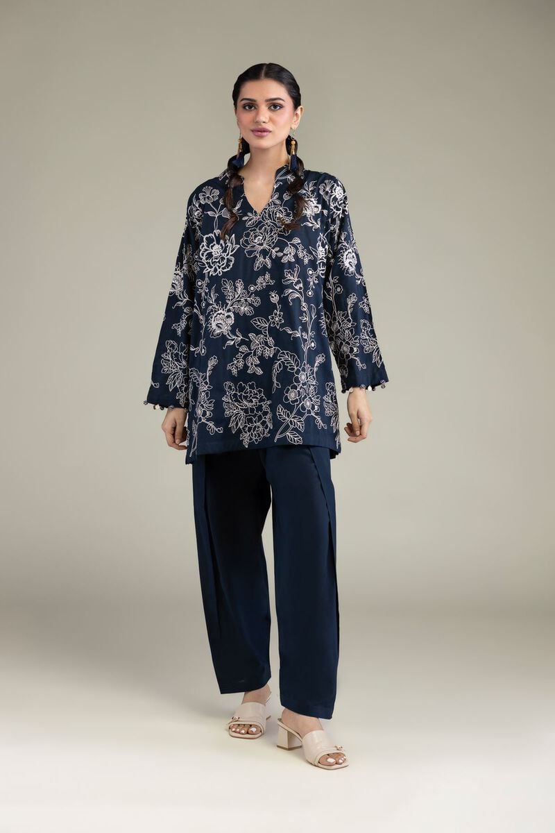 Embroidered | Cambric | Floral Threadwork Kurta | USD 40.00