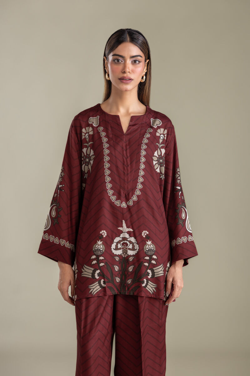 Printed | Viscose Crepe | Short Maroon Tunic | USD 40.00